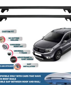 Roof Rack Cross Bars Compatible with Dacia Logan Mcv Stepway 2017-2013, Fits Raised Roof Rails with Gap to Car Roof, Ideal Rail Carrier for Roof Tents, 2-Piece Black