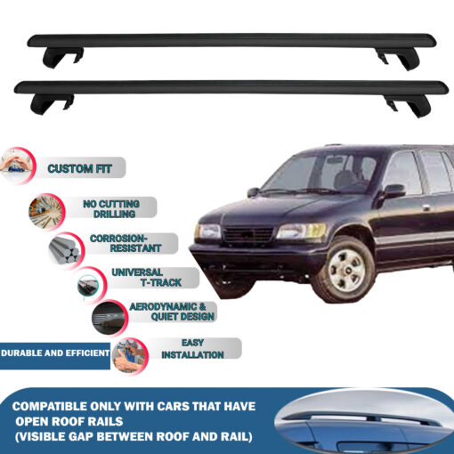 Roof Rack Cross Bars Compatible with Kia Sportage NB 1993-2004, Fits Raised Roof Rails with Gap to Car Roof, Ideal Rail Carrier for Roof Tents, 2-Piece Black