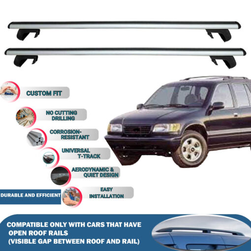 Roof Rack Cross Bars Compatible with Kia Sportage NB 1993-2004, Fits Raised Roof Rails with Gap to Car Roof, Ideal Rail Carrier for Roof Tents, 2-Piece Silver