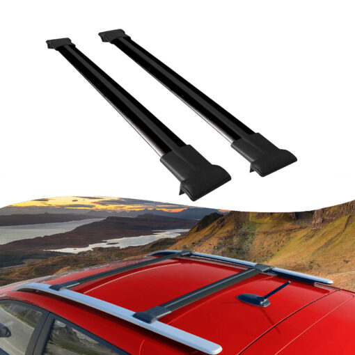 Roof Rack Cross Bars for Skoda Yeti 2010-2017 ; Compatible with Raised Roof Rails and Roof Bars - 2 Pcs Aluminum Rail Carrier (Black)