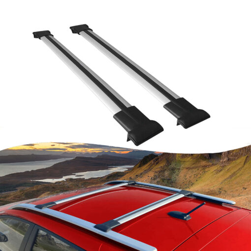 Roof Rack Cross Bars for Nissan Navara 2016-2023 ; Compatible with Raised Roof Rails and Roof Bars - 2 Pcs Aluminum Rail Carrier (Grey)