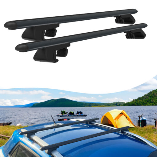 Roof Rack Cross Bars Compatible with Audi A6 Allroad Quattro C5 1999-2005, Fits Raised Roof Rails with Gap to Car Roof, Ideal Rail Carrier for Roof Tents, 2-Piece Black - Image 2