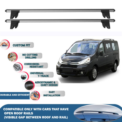 Car Roof Rack Cross Bars for Citroen Jumpy 2006-2016, Kayak Roof Rack 4 Pcs Grey - Image 3