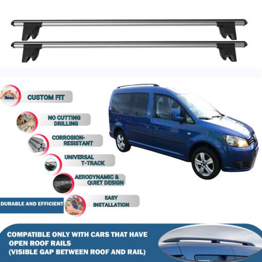 Car Roof Rack Cross Bars for Vw Caddy Maxi 2007-2015 Kayak Roof Rack 4 Pcs Grey - Image 3