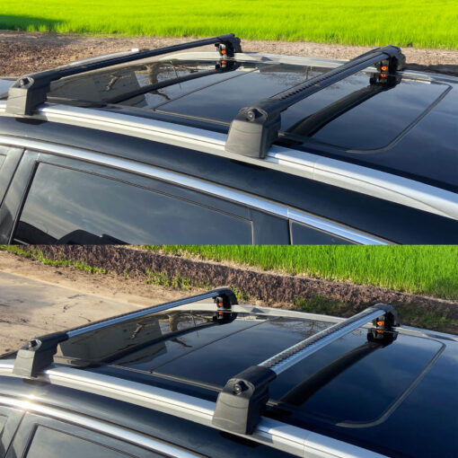 Axenture Lockable Roof Bars For Fownix Tiggo 8 Pro 2022-Onwards; fit Flush-mounted Roof Rails Heavy Duty Aluminum Roof Rails Cross Bar, Ideal Car Roof Rack Bars for Luggage 2 Pcs Rail Carrier Grey - Image 8