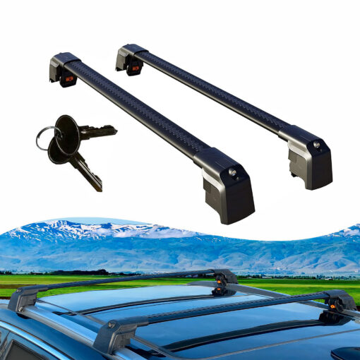 Axenture Lockable Roof Bars For Volkswagen ID.4 2021-Onwards; fit Flush-mounted Roof Rails Heavy Duty Aluminum Roof Rails Cross Bar, Ideal Car Roof Rack Bars for Luggage 2 Pcs Rail Carrier Black