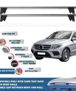 Lockable Car Roof Rack Cross Bars for Mercedes- GLE 2011-2019, Fits Raised Roof Rails with Gap to Car Roof, Ideal Rail Carrier for Kayak Roof Rack, 2-Piece Grey
